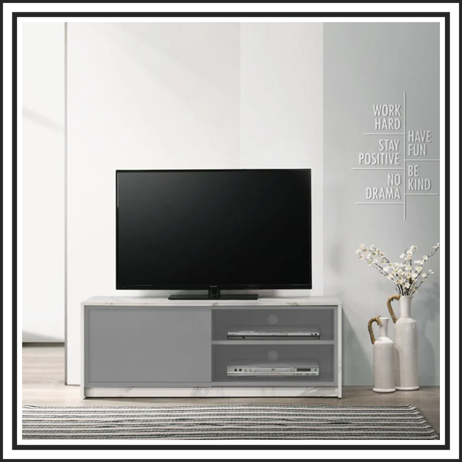 4FT White Marble Grey Cabinet