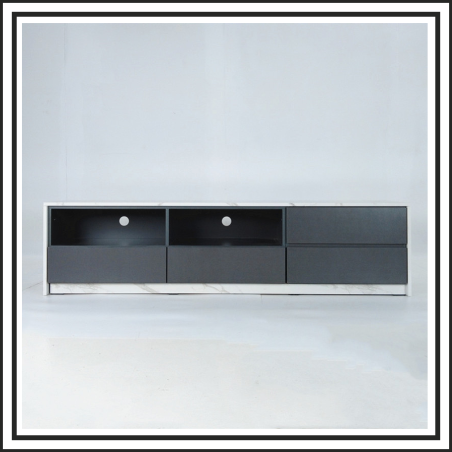6FT White Marble Black Cabinet