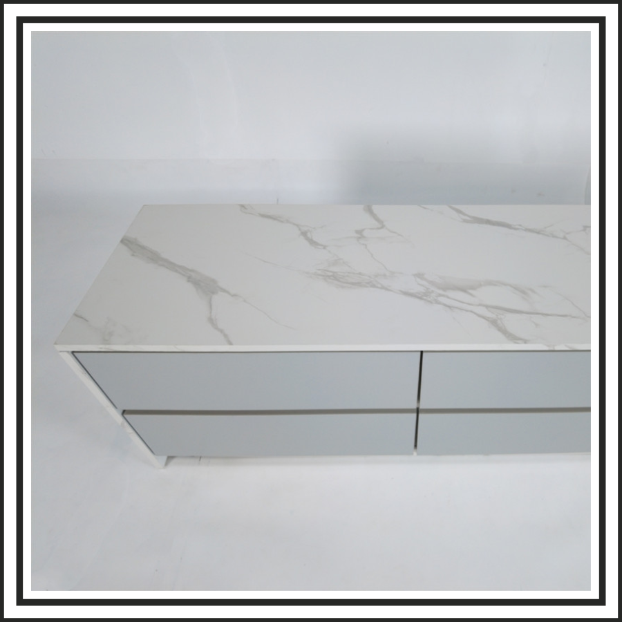 4FT White Marble Grey Cabinet
