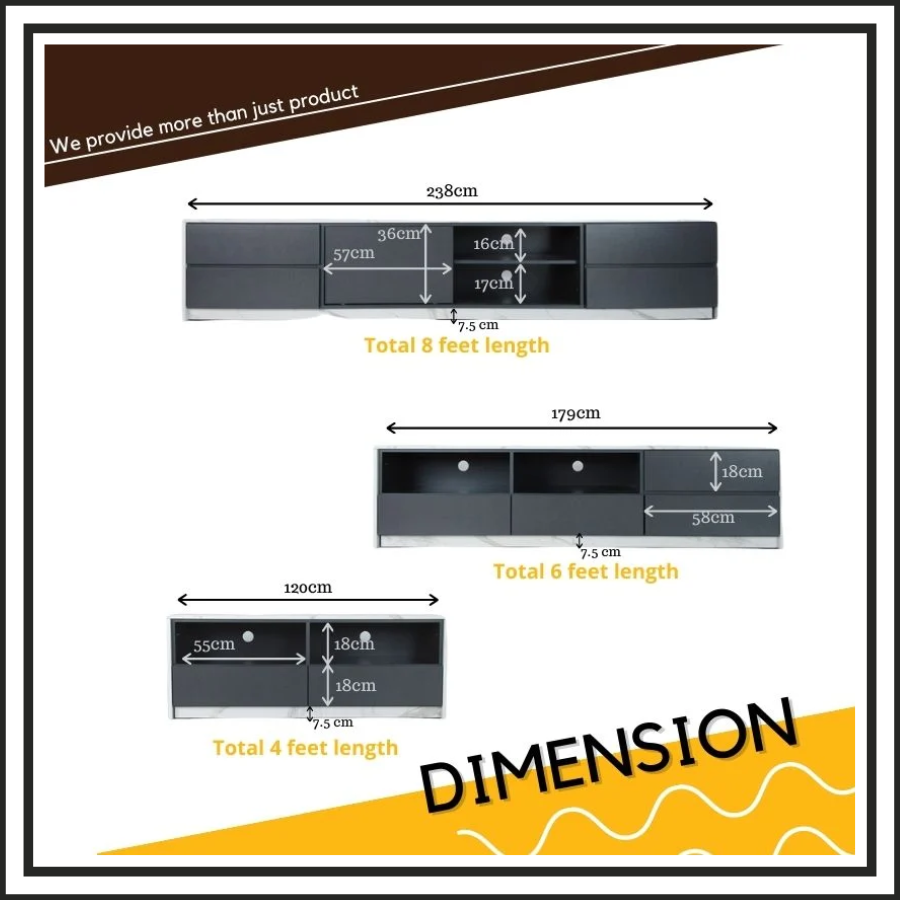 6FT High Gloss Black Cabinet