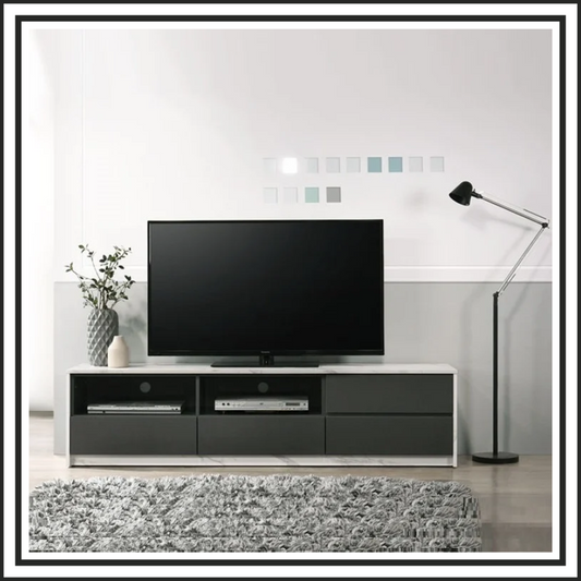 6FT White Marble Black Cabinet